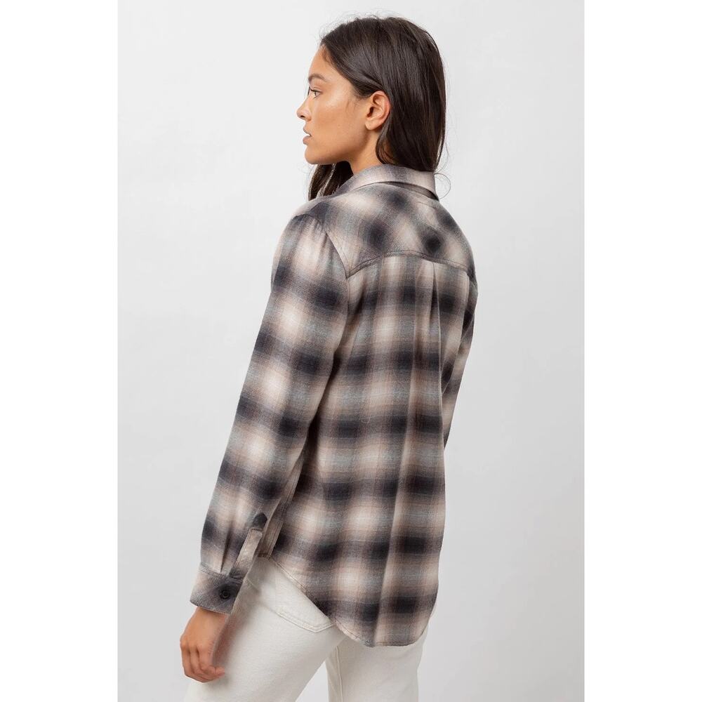 Rails Milo Latte Black Shadow Plaid Button Down S… - image 2